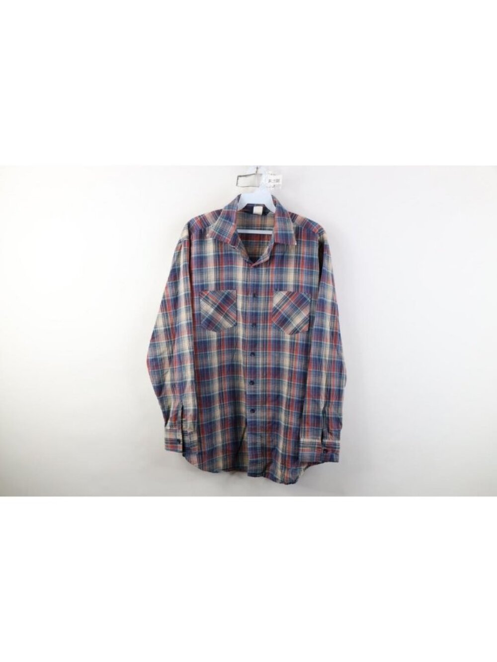 Vtg 70s Streetwear Mens Large Faded Flannel Collared Board Button Shirt Plaid